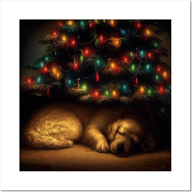Christmas tree Dog Wall Art by paintonprint